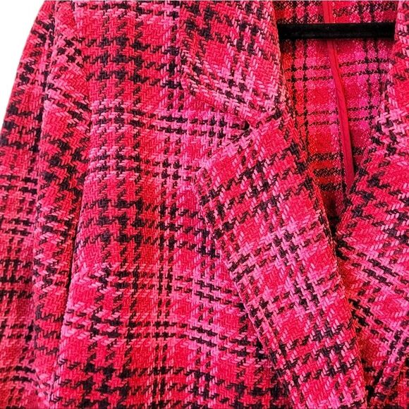 J. Jill Women's Pink Chenille Knit Houndstooth Open Front Blazer Size XL - Picture 4 of 9